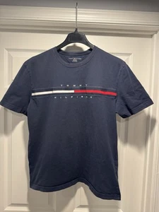 Tommy Hilfiger Camiseta Adulto XL Azul Deletrear Bandera Pullover Camiseta - Imagen 1 de 3