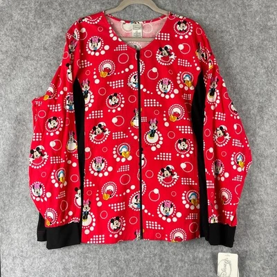 Disney Tooniforms Mickey Mouse Scrub Jacket Womens 2XL Full Zip Stretch NWT - Image 1 of 4
