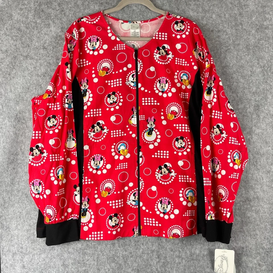 Disney Tooniforms Mickey Mouse Scrub Jacket Womens 2XL Full Zip Stretch NWT - Image 1 of 4