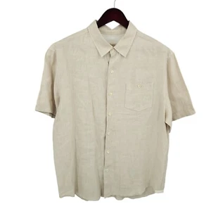 Tommy Bahama Shirt Mens Large Beige Button Up Linen Camp Lightweight Vacation - Picture 1 of 13