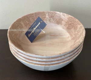 New! Set of 4 Tommy Bahama Tan Natural Leaf Faux Wood MELAMINE Bowls 7.5" - Picture 1 of 2