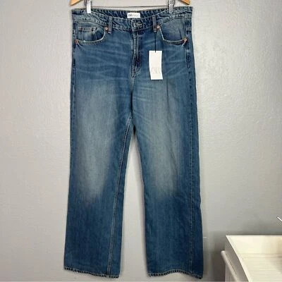 Zara NWT Blue Denim Jeans straight leg relaxed fit sz 12 - Image 1 of 4