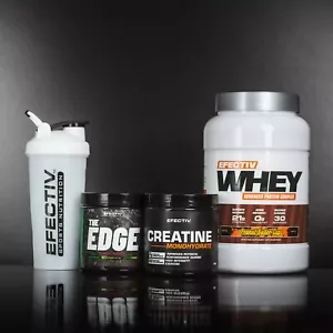 Efectiv Nutrition Gym Bundle | Efectiv Whey 900g | Edge Pre | Creatine | Shaker - Picture 1 of 1