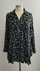 Chelsea & Theodore Black Floral Print Tunic Button Up Top Plus Size 1X New NWT
