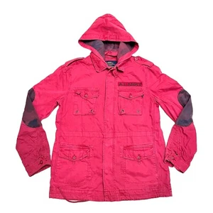 Alpha Industries Parka Men’s Medium Red Full Zip With Buttons Pockets Hoodie - Picture 1 of 7