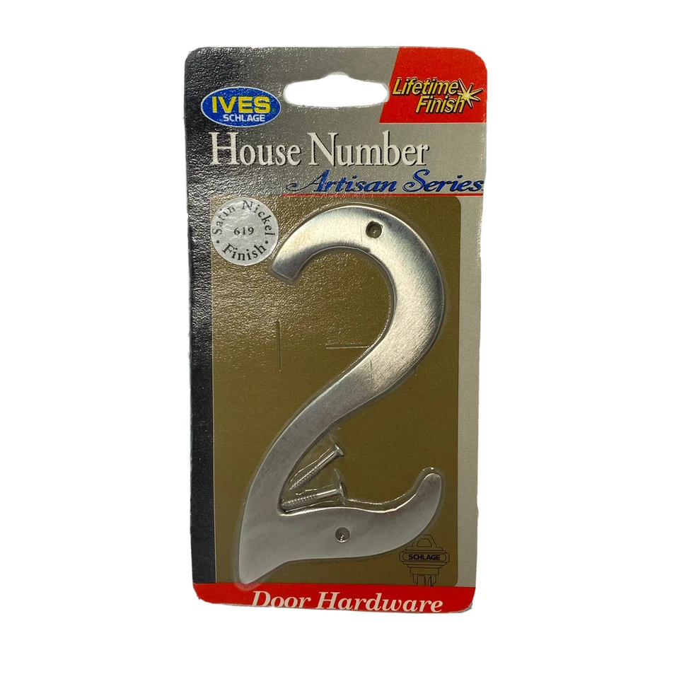 Ives SCHLAGE 4 inch House Number Two (2) Artisan Series Satin Nickel - Image 1 of 1