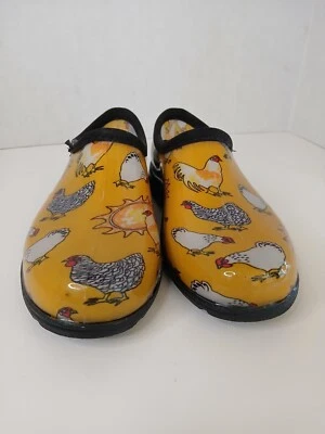 Zueco de jardinería Sloggers zapatos sin cordones para mujer pollos amarillo impermeable.  Talla 6 Foto 1 de 4