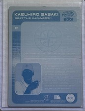 1/1 KAZUHIRO SASAKI 2001 PACIFIC CARD PRINTING PLATE SEATTLE MARINERS 1 OF 1