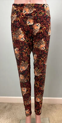 LuLaRoe Mujer Rojo Naranja Beige Estampado Leopardo Leggings Altos y Curvilíneos (10-22) Foto 1 de 4