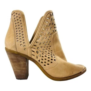 Jessica Simpson Womens Beige Booties Peep Toe Perforated Leather Boots Size 9M - Picture 1 of 10