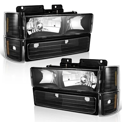 Headlights + Bumper Lamps For 1994-1998 Chevy Silverado C/K 1500 2500 L+R,Used Foto 1 de 4