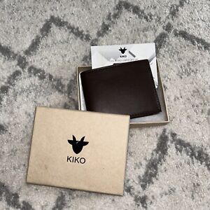 Kiko Genuine Leather Card Case Wallet Minimalist 2-Pocket Handmade Brown NWT
