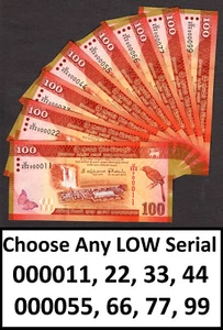 Sri Lanka 100 rupias 2015 elige cualquier serie baja 000022 a 000099 Pick-125b UNC - Imagen 1 de 2
