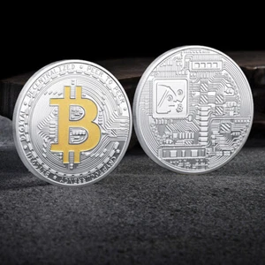 Commemorative Bit Coin Physical Bitcoin Coin Silver Gold Plated Challenge Coin - Picture 1 of 7