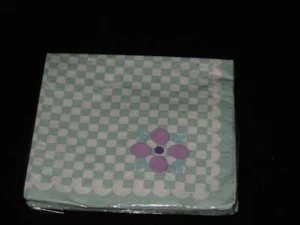 Holiday Home Cocktail Napkins Mint Green Checkered Pink Flower Decoupage 16 ct - Picture 1 of 1