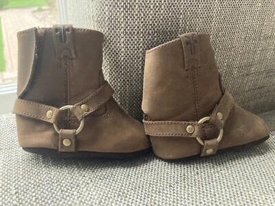 Botas Frye Harness tamanho infantil 1 botas 0-3 meses couro genuíno - Imagem 1 de 4