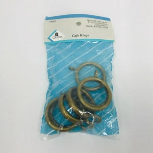 Juego de 7 anillos de cortina de café vintage nuevos 1 1/4" de diámetro graber oro antiguo - Imagen 1 de 6