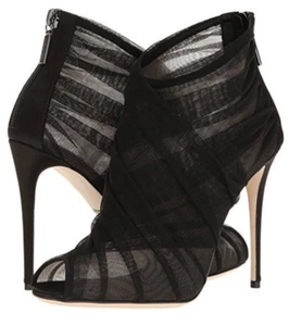 AUTH New w Box DOLCE & GABBANA OPEN TOE ANKLE BOOTIE SHOES HIGH HEEL BLACK 39.5 - Picture 1 of 8