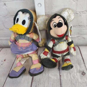 Disney Plush Astronaut MICKEY MOUSE & DAISY Space Bean Bag 7" Mouseketoys VTG - Picture 1 of 8