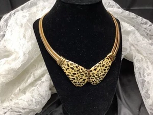 collar babero declaración dorado estampado leopordo - Imagen 1 de 6