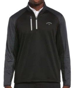 Felpa pullover Callaway LG uomo 1/4 zip con tasca nero/grigio nuova con etichette - prezzo al pubblico $85 - Foto 1 di 5