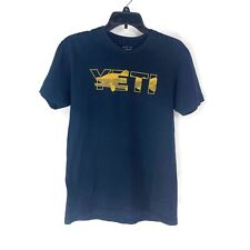 Yeti Men's Blue Short Sleeve Shirt Size M Yellow Letter With Salmon Background