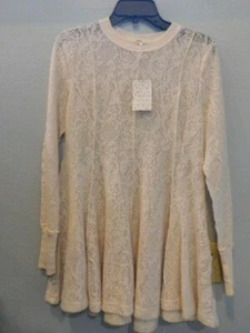 NWT Free People Coffee in the Morning Lace Tunic Pullover Ivory XS RETAIL $128 - Picture 1 of 8