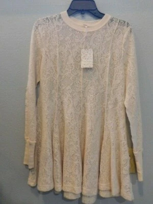 Nuevo con etiquetas Suéter túnica de encaje Free People Coffee in the Morning marfil XS VENTA AL POR MENOR $128 Foto 1 de 4