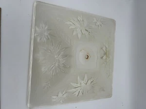 Beautiful Vintage Floral Square Heavy Pressed Glass Ceiling Light Shade - Picture 1 of 6
