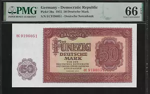 Germany 50 Deutsche Mark 1955 PMG 66 EPQ UNC P#20a Democratic Republic - Picture 1 of 4