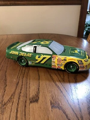 CHAD LITTLE #97 JOHN DEERE CERAMIC NASCAR BANK  12" LONG By Enesco PAINT CHIPPIN - Image 1 of 4