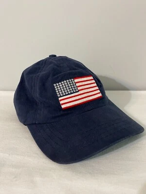 Gorra con cuello verde hecho en Estados Unidos correa azul marino desgastado desvanecido bandera de Estados Unidos Foto 1 de 4