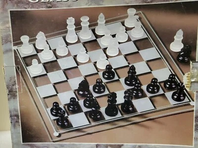 VINTAGE NOS Glass Chess Set 10" X 10" Board Game 2" Kings Limited Edition - Image 1 of 4