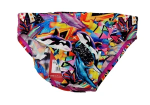 SPEEDO Boys Brief Swimming Trunks Alv 5cm Brf Tm Multi-Coloured Size 28" H - Picture 1 of 2