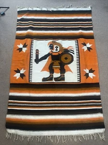 Vtg Chimayo Handwoven Wool Blanket Rug Incan Warrior 48" x 76" Used - Picture 1 of 24