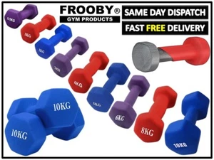 Neoprene Dumbbells Weights Pair Set Gym Fitness Exercise Iron Hand Vinyl UK 45-1 - Picture 1 of 4
