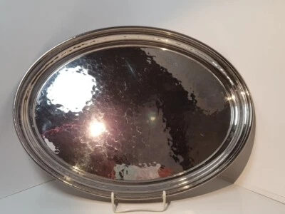 (K35) Servier- Tablett Platte Silber Oval 40cm Hammerschlag WMF Straussenmarke - Bild 1 von 4