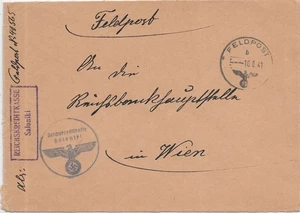 1941 Deutsche Feldpost #41565, Saloniki, Griechenland nach Wien Austria (M7274) - Bild 1 von 2