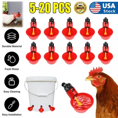 20Pcs Poultry Water Drinking Cups Chicken Hen Plastic Automatic Drinker Feeder - Image 1 of 4
