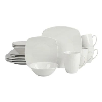 Simply Square 16 Piece Dinnerware Set, Porcelain, White - Image 1 of 4