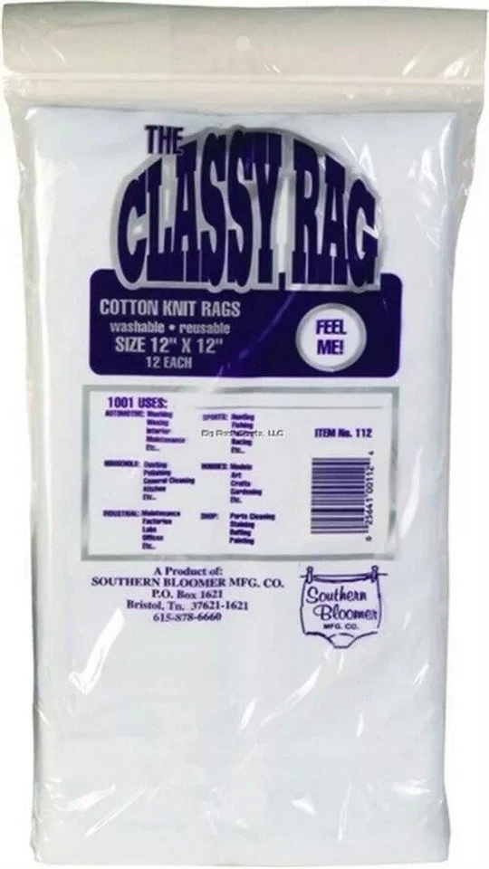 Southern Bloomer 112 Cotton Knit 12 X 12 Gun Cleaning Cloth Rag 12 Count Bag