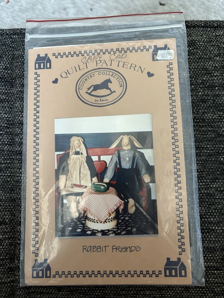 Primitive Pattern For 16” Rabbit Bunnies Dolls Vintage Pattern & Uncut - Image 1 of 1