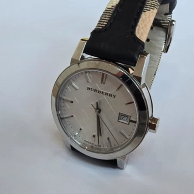 LADIES BURBERRY WATCH SWISS MADE DAY DATE BU9150 W/ LEATHER BAND BURBERRY GREAT - Image 1 of 4