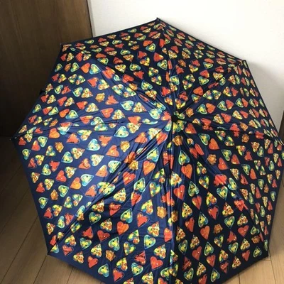 GIANNI VERSACE Paraguas Plegable Azul Marino Patrón Corazón Precioso Lindo De Moda Foto 1 de 4