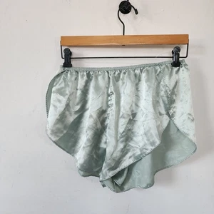 Pantalones cortos para dormir vintage de satén verde menta de la dinastía California grandes - Imagen 1 de 6