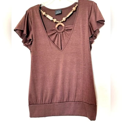 Y2K Baby Doll Blouse with Built-In Collar Brown large  No Tag Size - Image 1 of 4