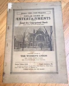 1924 MILWAUKEE GRAND AVE. CONGREGATIONAL CHURCH Programs / Ads Grand Ave & 22nd - Picture 1 of 12