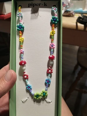 Collar Piper K flores y cuentas de vidrio setas cadena multicolor  Foto 1 de 4
