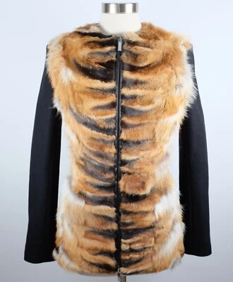New sz 6 THE ROW fox fur jacket coat leather zip front - Imagem 1 de 4