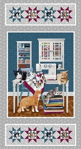 Henry Glass - Quilted Kitties - 24" Quilt Kitties Panel- Gray - Picture 1 of 5